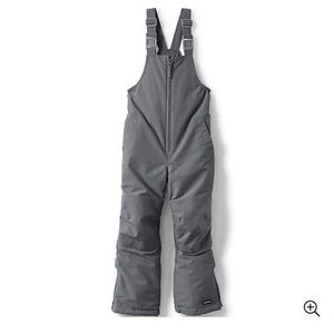 Lands End Kids Squall Waterproof Iron Knee Snow Bibs, size 12, arctic grey